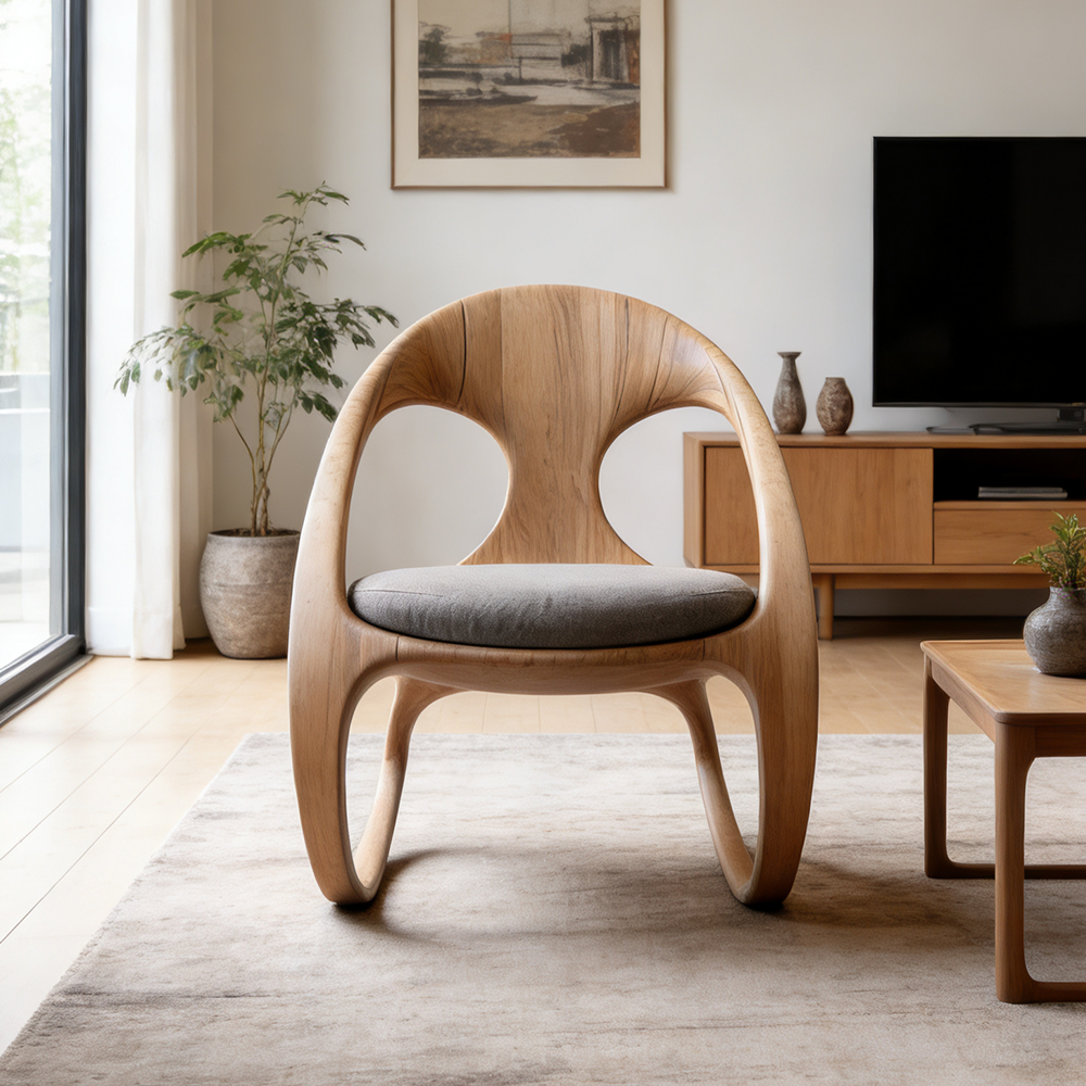 Modern Luxury Bentwood Ergonomic Rocking Lounge Chair
