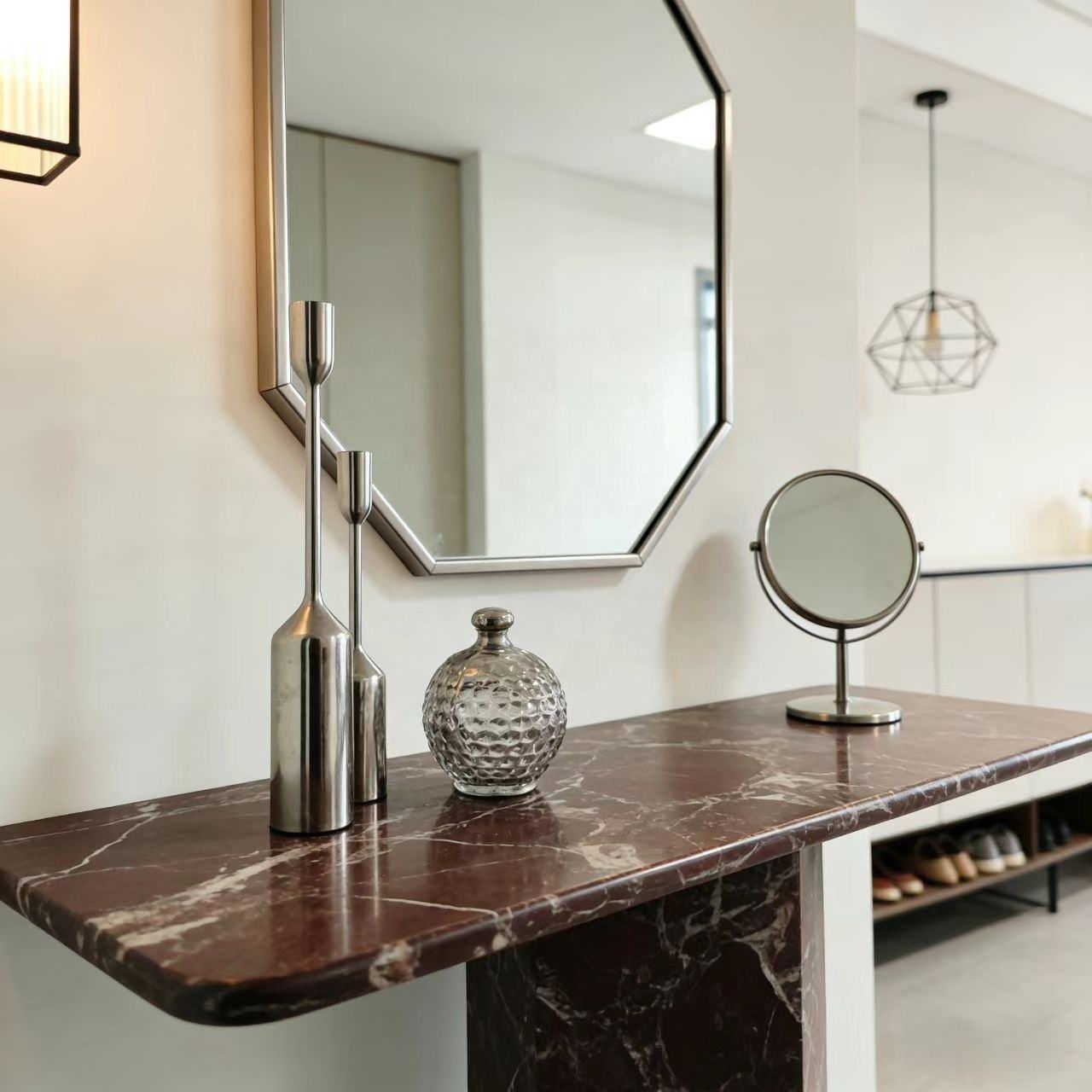 Rosso Levanto Marble Console Table