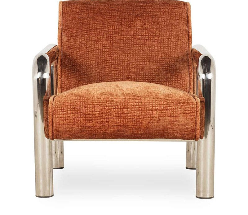 Modern Upholstered Accent Chair Stainless Steel Frame Retro Lounge Armchair
