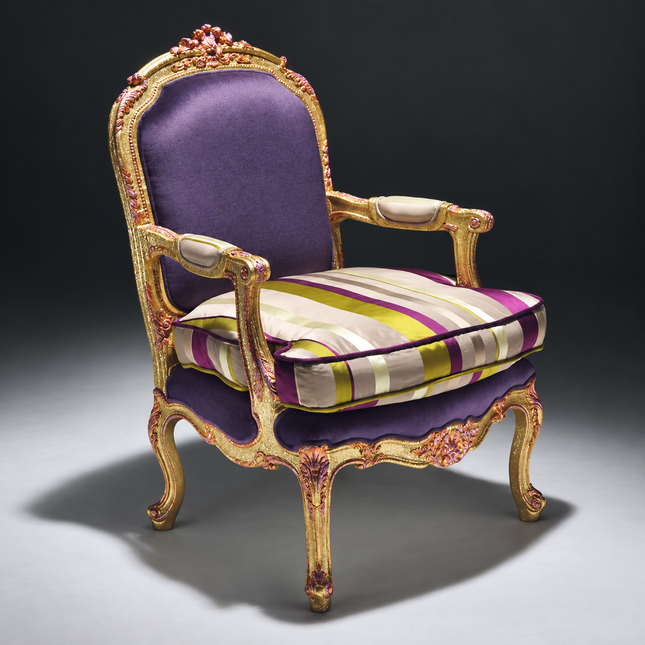 Classic European Armchair, Carved Wood Single Sofa Chair for Living Room
