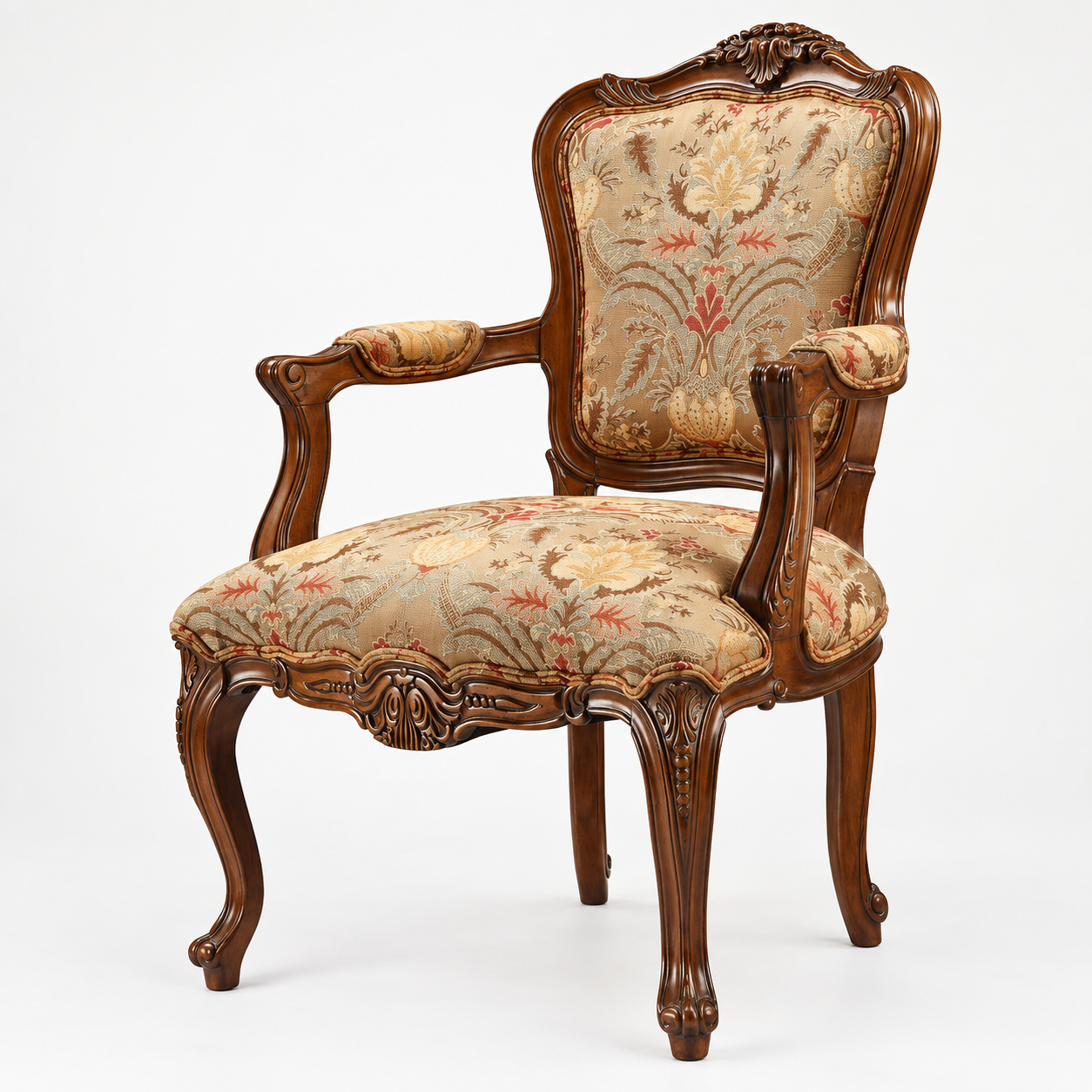 Baroque Carved Wood Dining Armchair