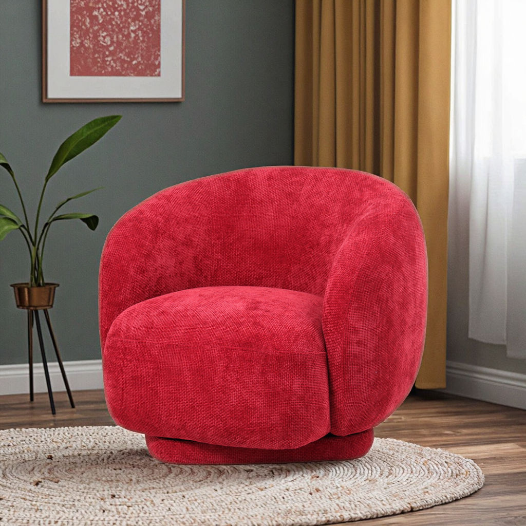 Modern Nordic Swivel Fabric Lounge Chair