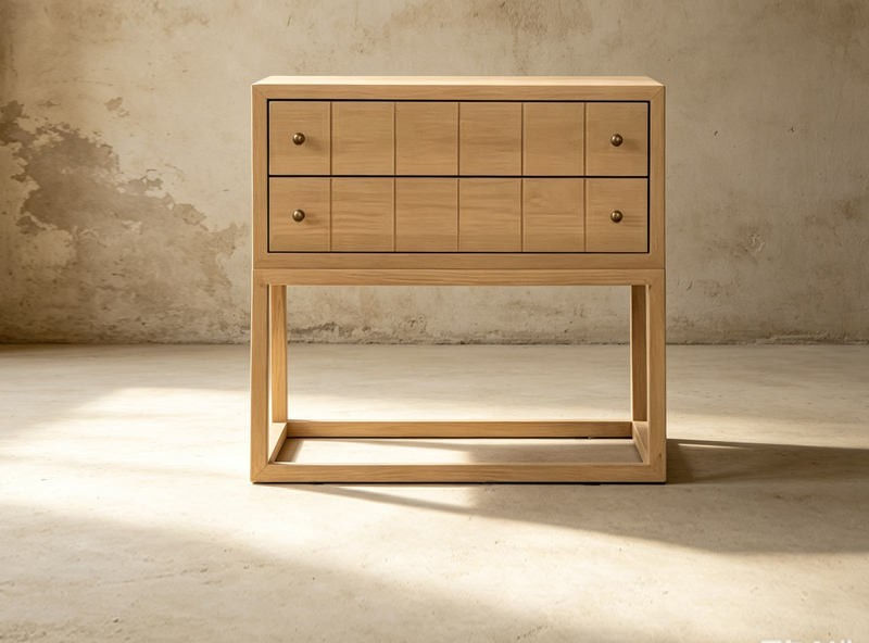 Modern Raised Wooden Two-Drawer Nightstand