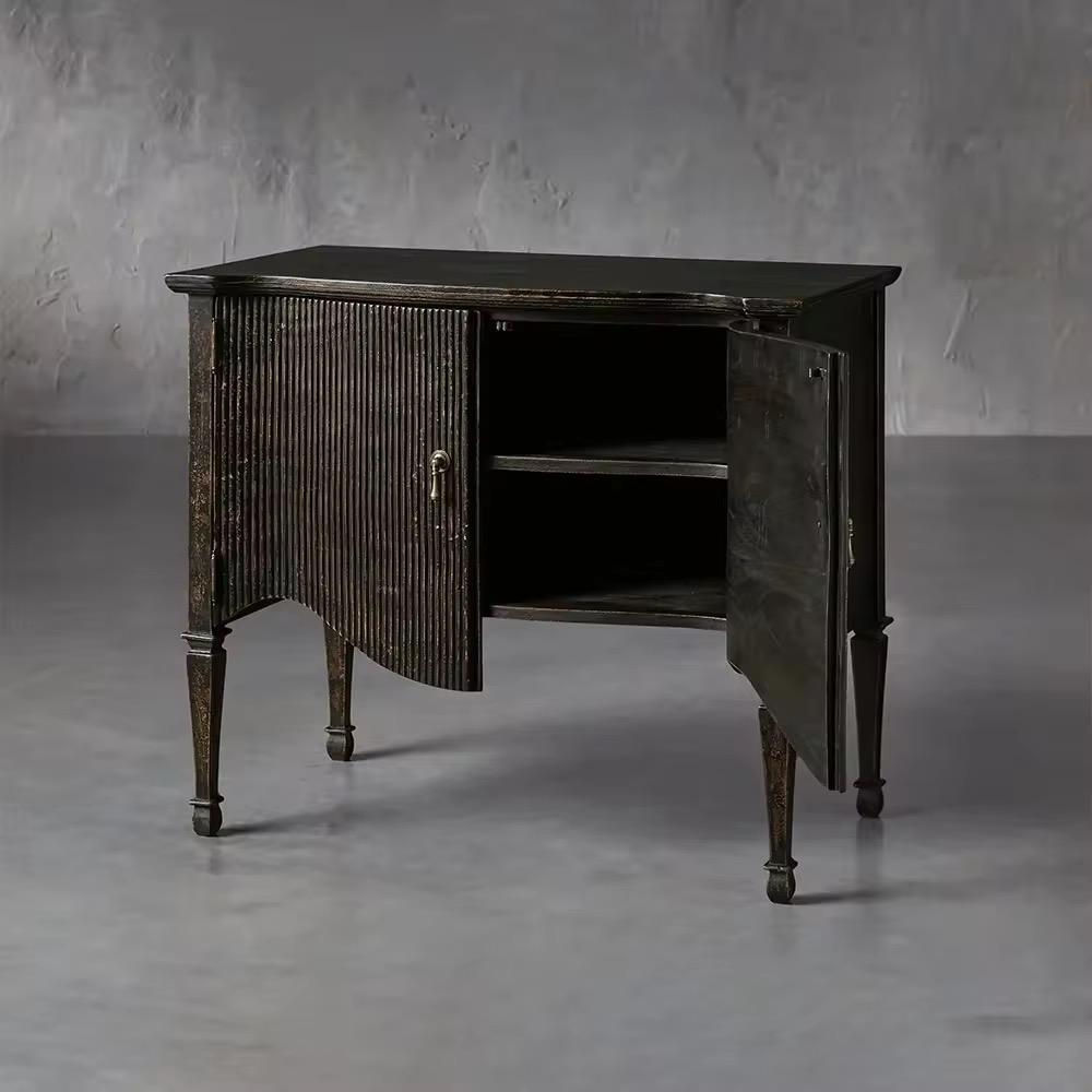 Fluted Front Wooden Credenza
