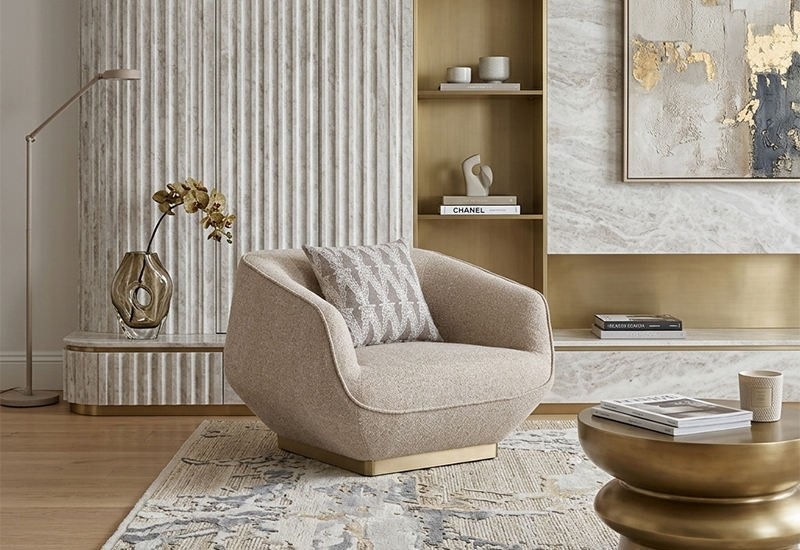 Minimalist Textured Chenille Accent Lounge Chair