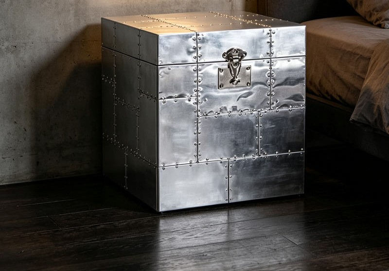 Industrial Aviation Aluminum Trunk Nightstand