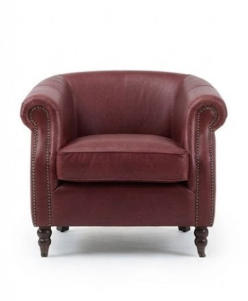 Burgundy Leather Tub Armchair