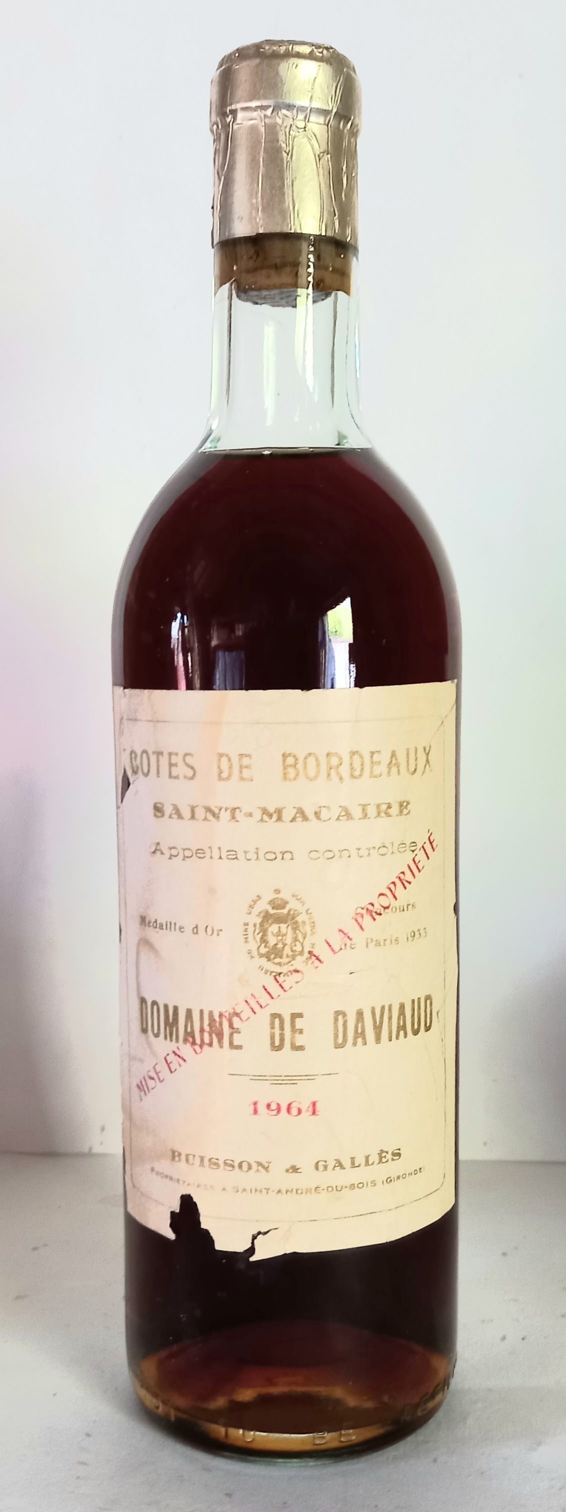 1964 Domaine de Daviaud, Cotes de Bordeaux 75cl
