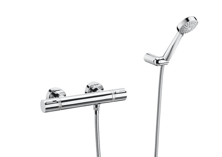T-1000 Thermostatic wall-mounted shower mixer with handshower
