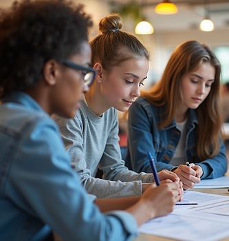 A-group-of-motivated-teenagers-collaborating-on-a-business-plan-in-a-vibrant-modern-office
