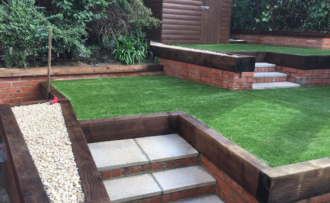 Landscaping project with artificial grass