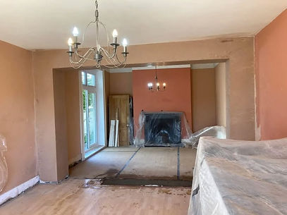 A room being plastered