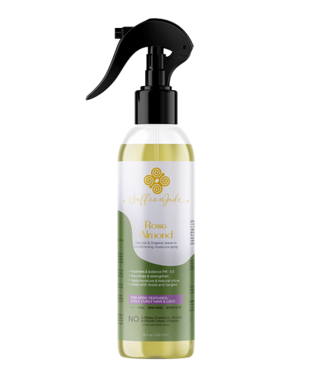 Rose Almond 'Moisture' Spray with Saffron Jade branding
