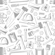 Drawing of tools on a white background