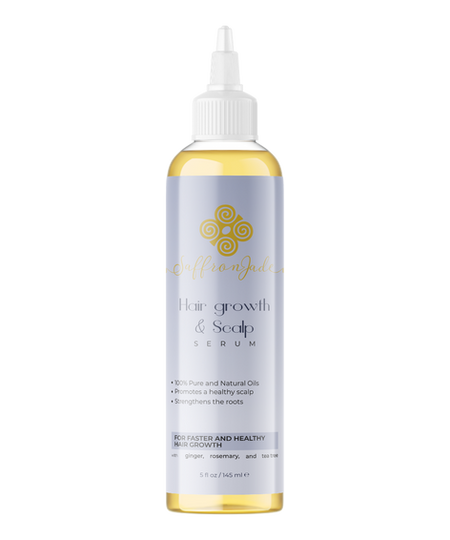 Hair Growth & Scalp Serum with Saffron Jade branding