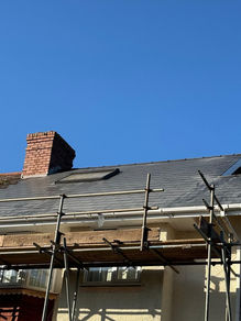 New roof installation with scaffolding