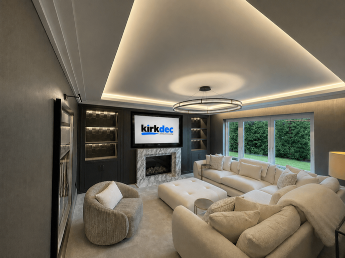 A room with a media wall