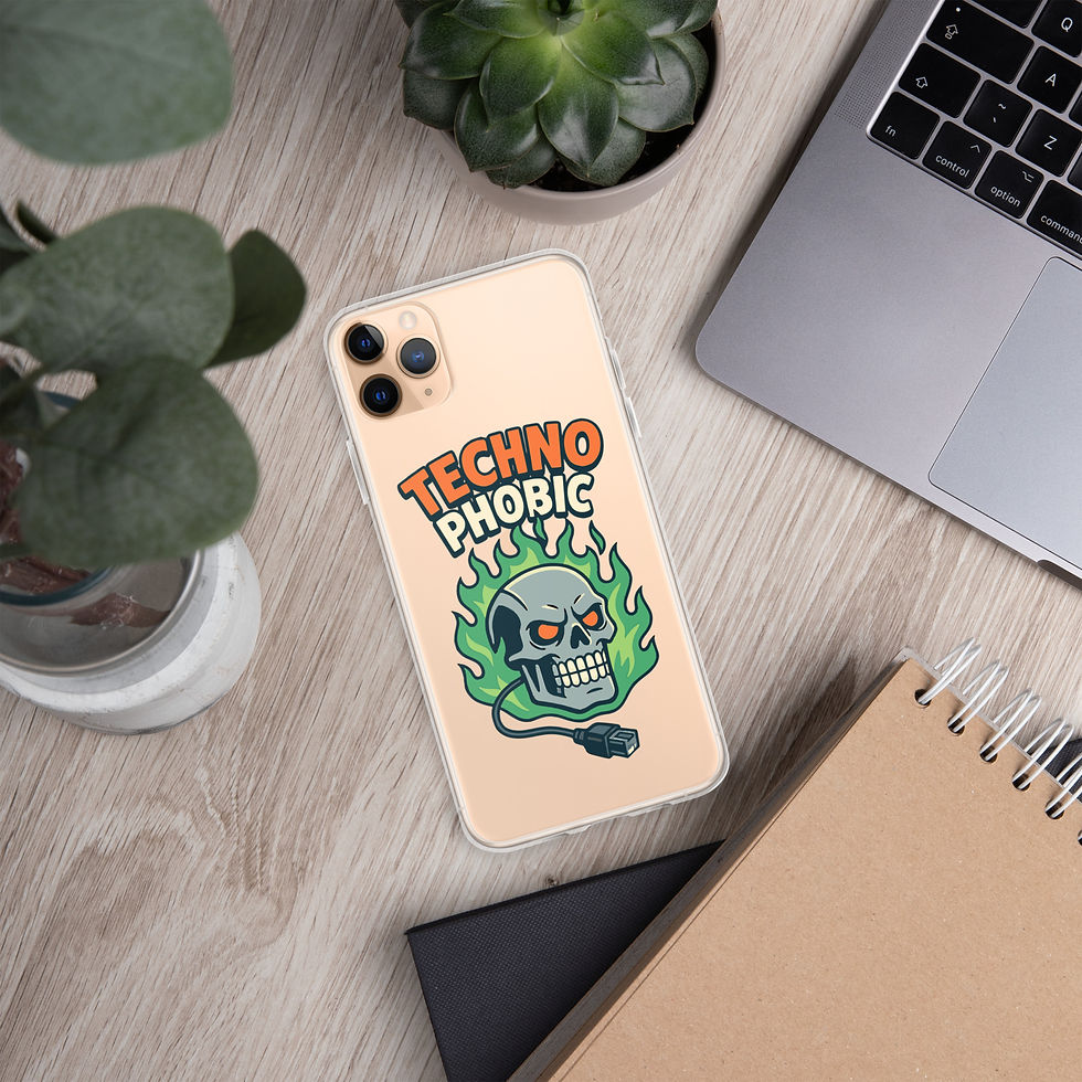 Thumbnail: Techno Phobic Phone Case | Anti-Tech Skull Clear iPhone Case