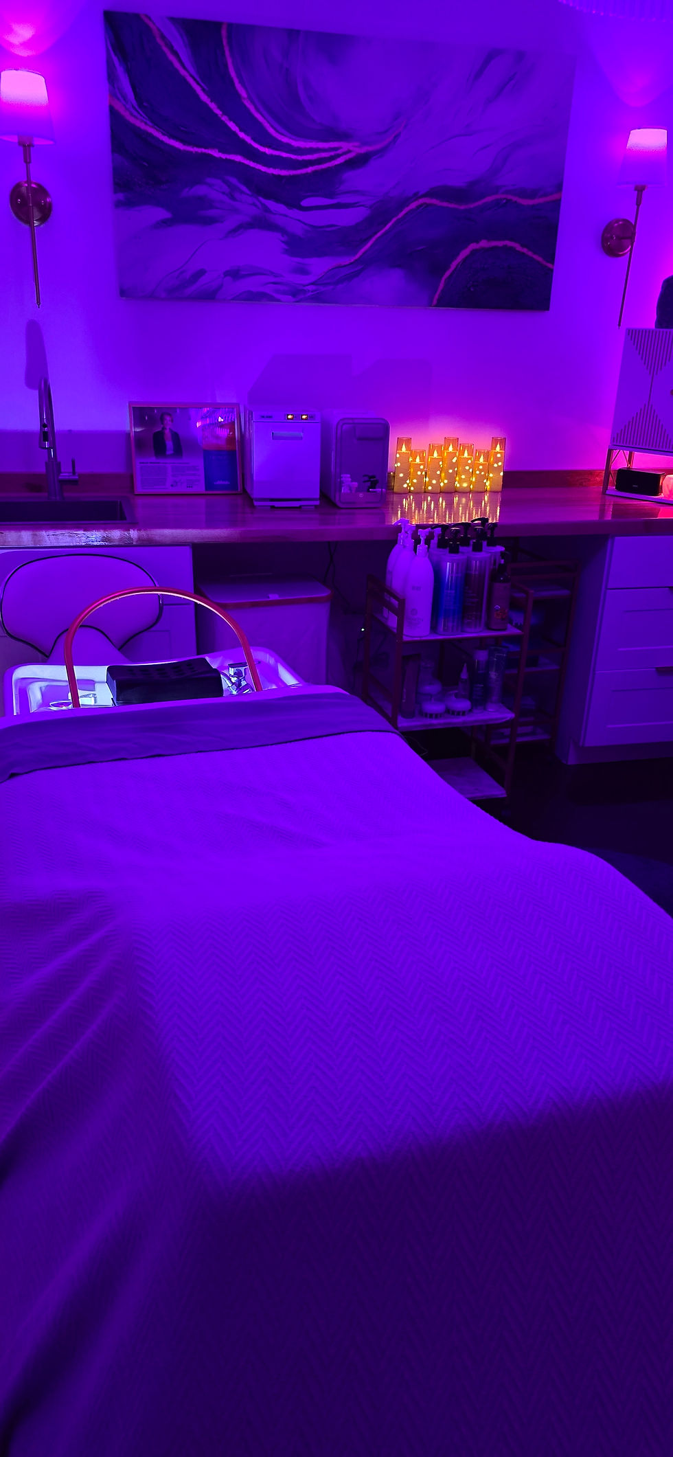 A tranquil spa treatment room set for deluxe pampering