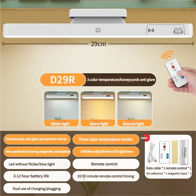 Thumbnail: Touch Table Lamp Magnetic Desk Lamp Bulit-in Rechargeable Battery for Reading Ca