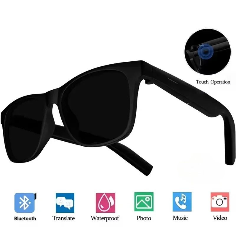 Thumbnail: Lenovo D11 Plus Smart Glasses Bluetooth Audio Sunglasses Black Tech Voice Contro