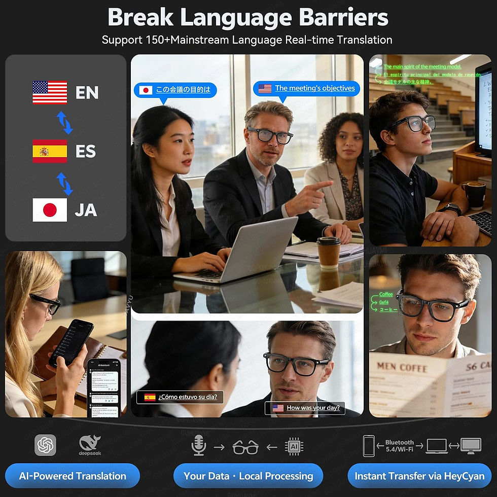 Thumbnail: 2026 4K 8MP Smart Glasses Men HD Camera 150+Language Translation ChatGPT WIFI Vi