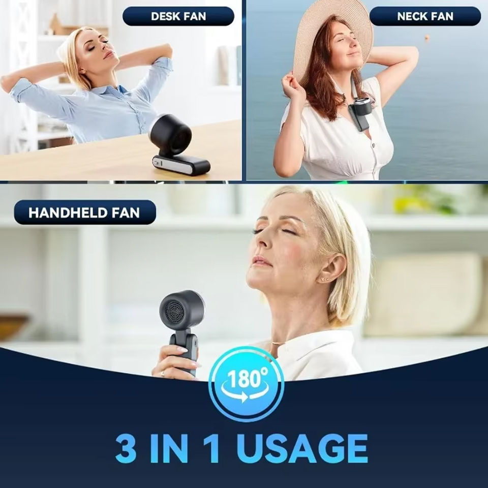 Thumbnail: Handheld Folding Fan Type-C Charge Ports Portable Desktop 5level Wind Speed Adju