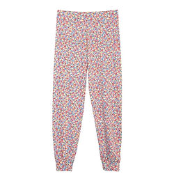 Kite Lyme cuffed loungers in a ditsy floral print of red, blue, and yellow flowers on a white background