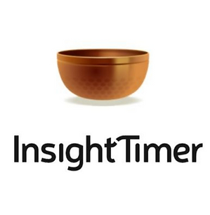 Insight Timer app logo showing a bronze singing bowl above the Insight Timer wordmark on a white background