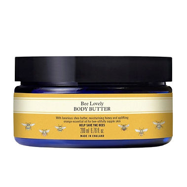 Neal's Yard Remedies Bee Lovely body butter in a yellow and blue jar with bee design