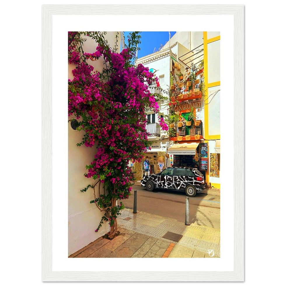 Thumbnail: Bougainvillea Bliss -  Ibiza Old Town -  Framed Print