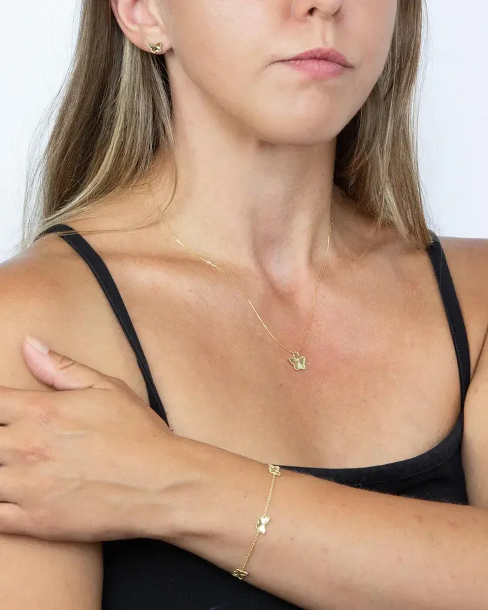 Thumbnail: 9ct Gold Butterfly Pendant and Chain GBP1