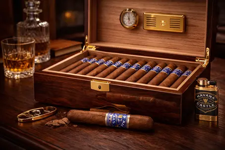 Havana Castle humidor box for premium cigar storage with controlled humidity and elegant design