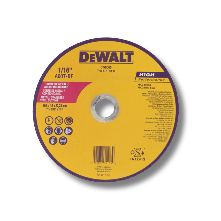 Disco de corte DEWALT 7"