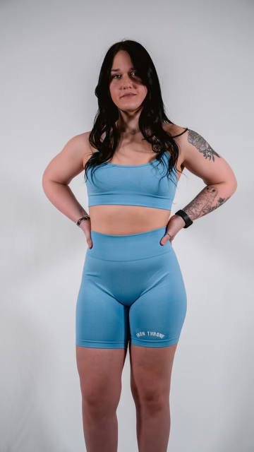 Thumbnail: IRON THRONE SEAMLESS BIKER SHORTS - SKYBLUE