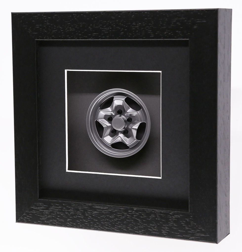 Thumbnail: Framed 1:8 Scale Porsche Cookie Cutter Wheel Art