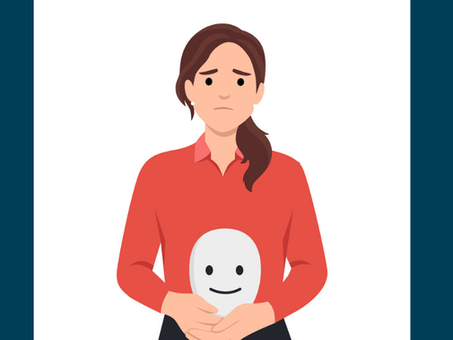 Woman holding happy face
