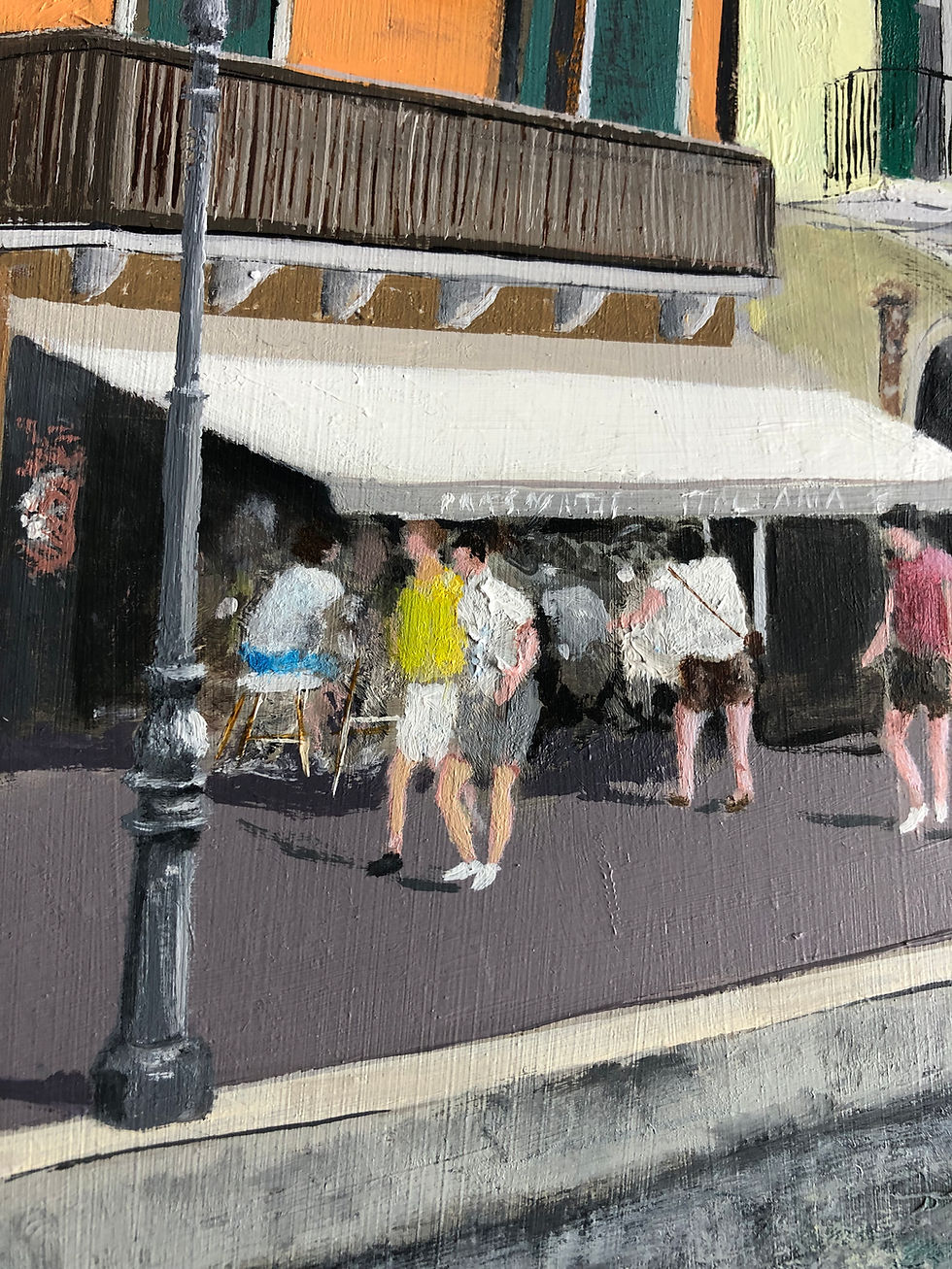 Thumbnail: 'Coffee By The Lake' Oil on Panel 12" x 16"