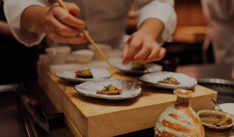 Chef serving food