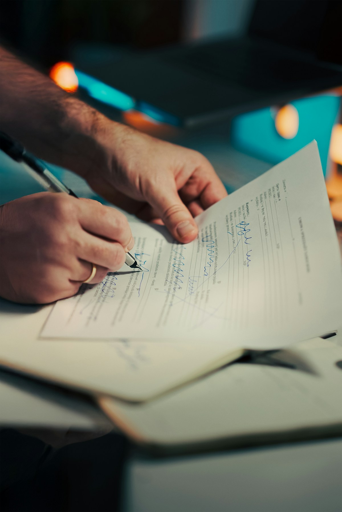 Homeowner signing a seller's property disclosure form before listing a home in Lakewood, CO