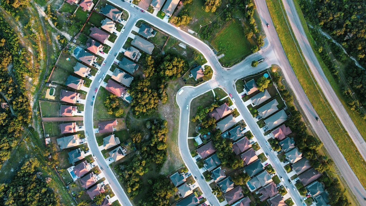 Aerial view of a Lakewood, CO neighborhood during the spring selling season