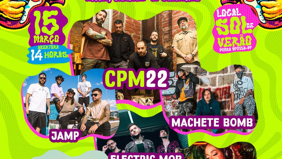 CPM 22 lidera line-up do Festival de Verão que marca despedida da estação em Ponta Grossa
