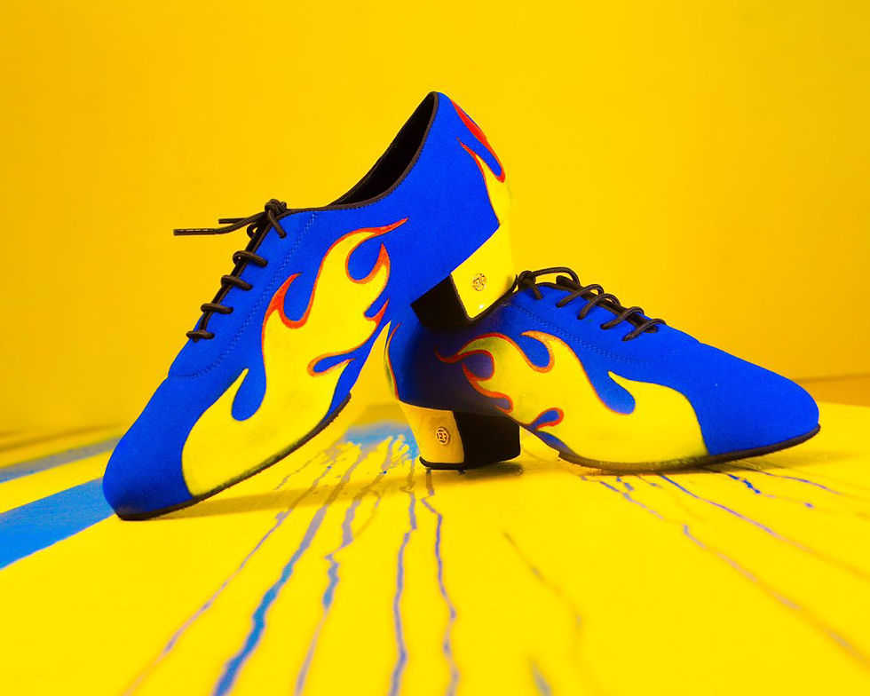 Miniatura: 【307 Model】Blue Vegan Suede W. Flame Hand Painting  | Ladies Practice/Teaching