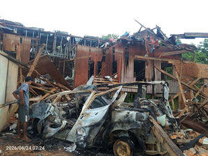 Houses and belongings of Gwa residents destroyed by the Myanmar military's bombings. (Photo - APM)