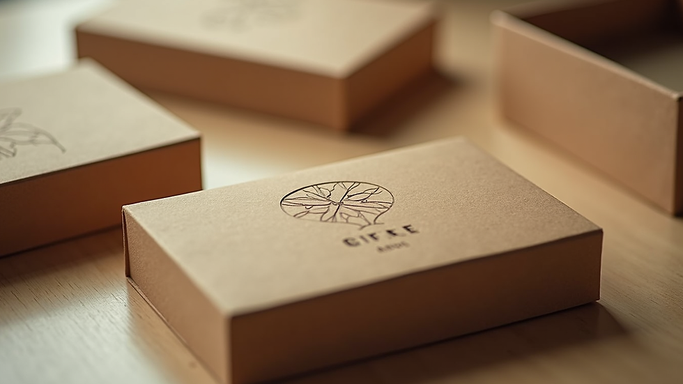 High angle view of a die-cut box with custom design