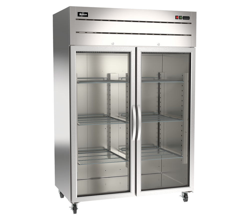 Omcan 54″ Two-Glass-Door Top-Mounted Reach-In Refrigerator – 43.1 cu. ft. Stainless Steel Commercial Refrigerator with LED