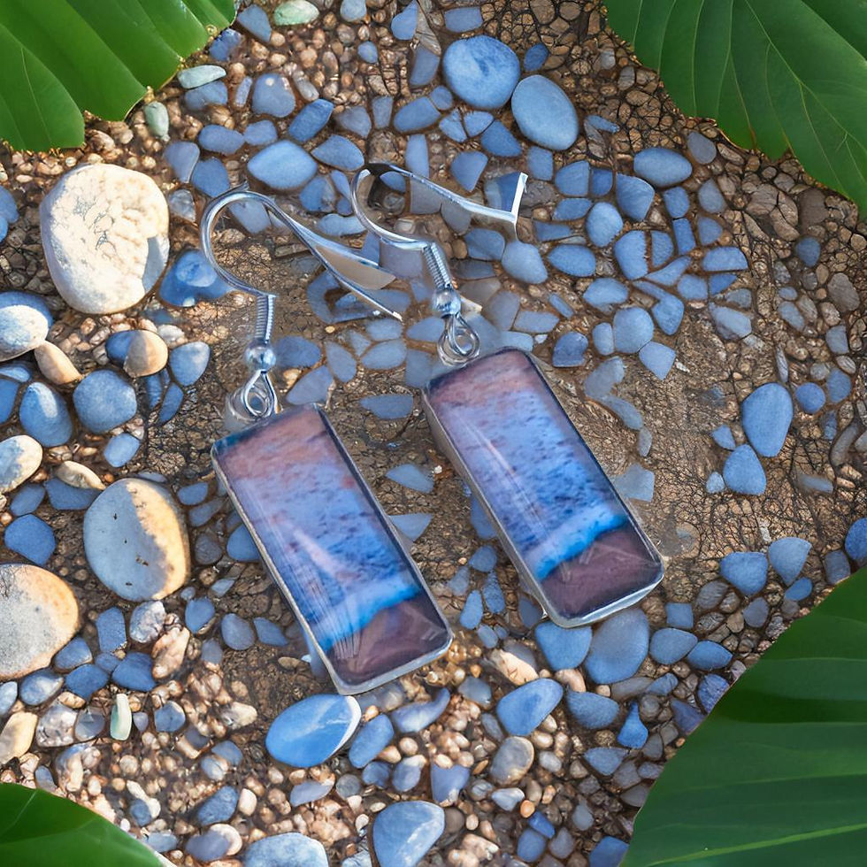 Resin Beach Inspired Earrings in Silver- The Sand and Surf