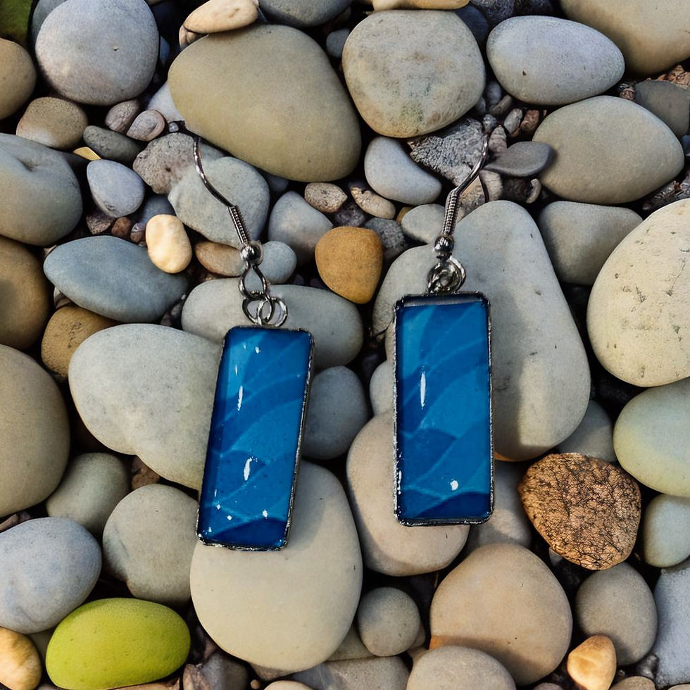 Resin Beach Inspired Earrings in Silver - Fish Scales