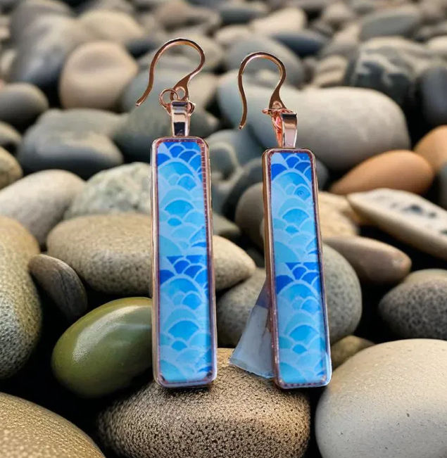 Resin Beach Inspired Earrings Rose Gold