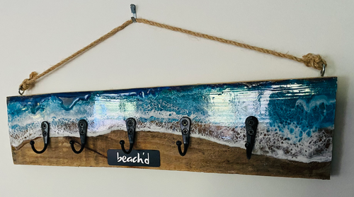 Beach Key Racks Recycled Wood with Resin Ocean Key Rack | Beach'd